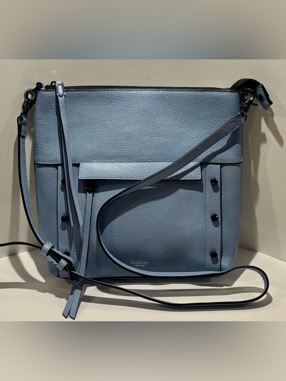 Botkier Noho Pebbled Leather Crossbody Bag – Powder / Light Blue